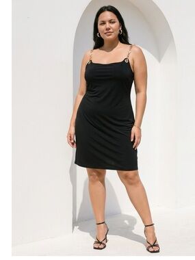 Gaia for GAP Black Cocktail Dress with Gold Chain Straps